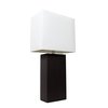Lalia Home 21 Leather Base Modern Table Lamp with White Rectangular Fabric Shade, Black LHT-3008-BK